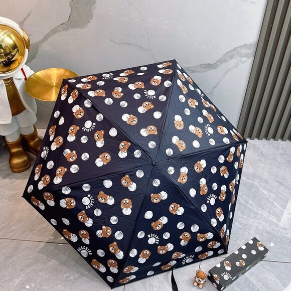 Moschino  Teddy Bear Print Black Folding Umbrella - Picture 9 of 9
